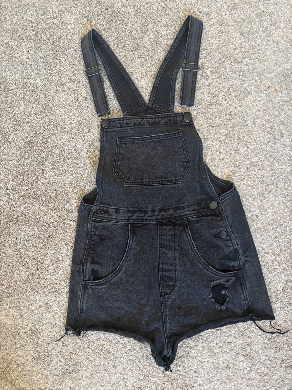 Cotton On Black Denim Short Overalls